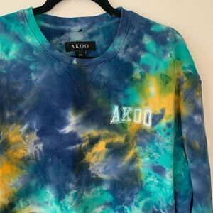 Boyfriend tie dye sweatshirt M XL multi crew rib